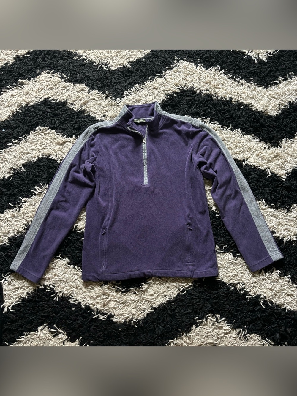 Eddie Bauer Purple Grey Colorblock Quarter Zip Fleece Sweater
